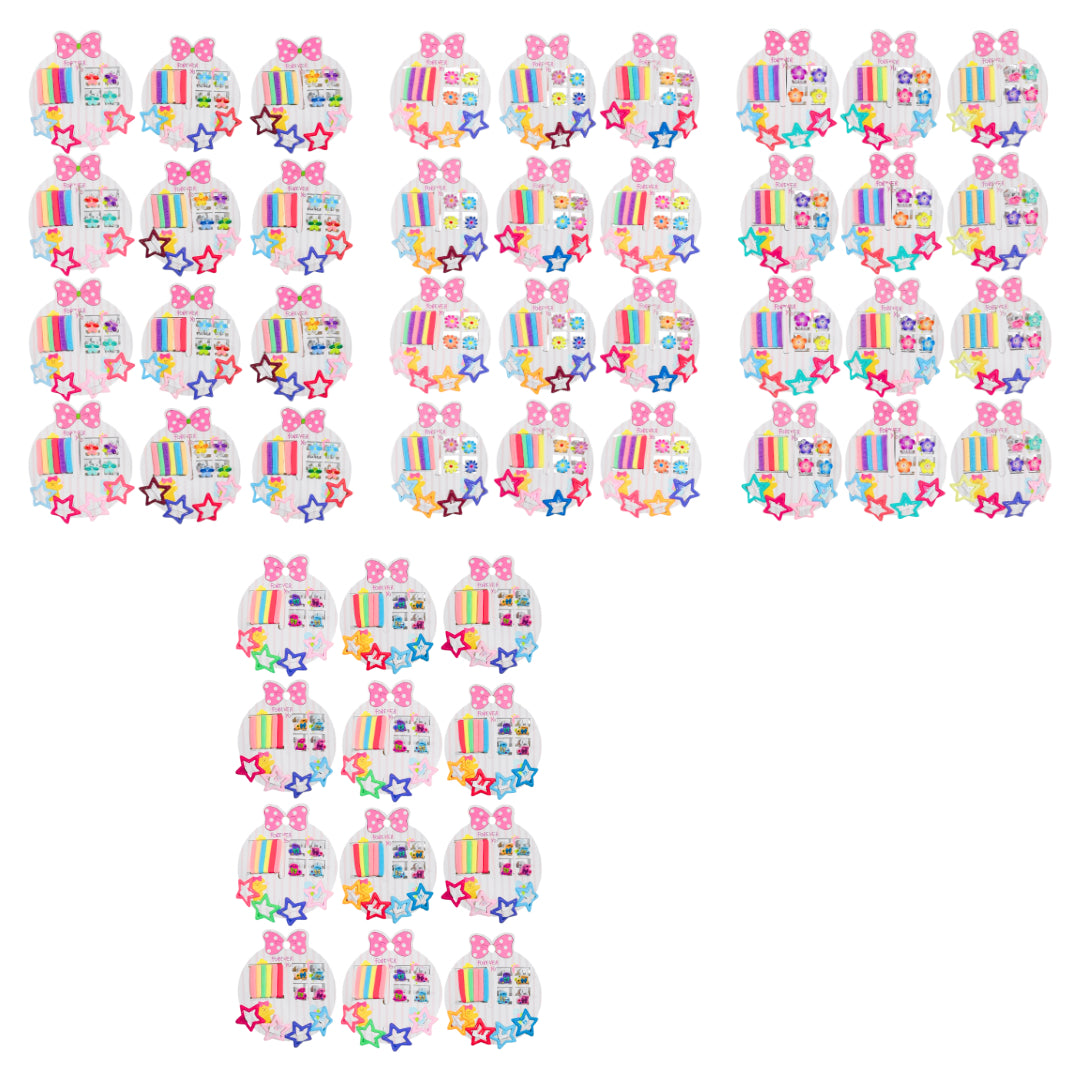 HC-90 (12 cards) 14 in 1 Hair Clip + Hair Tie Set