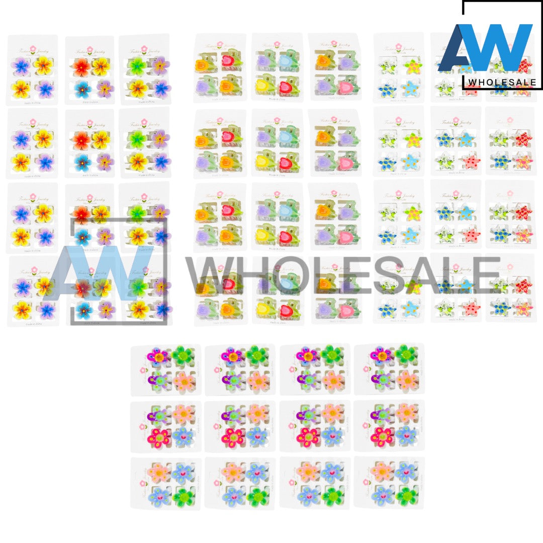 HC-94 (12 cards) Flower 4 in 1 Hair Clip Set