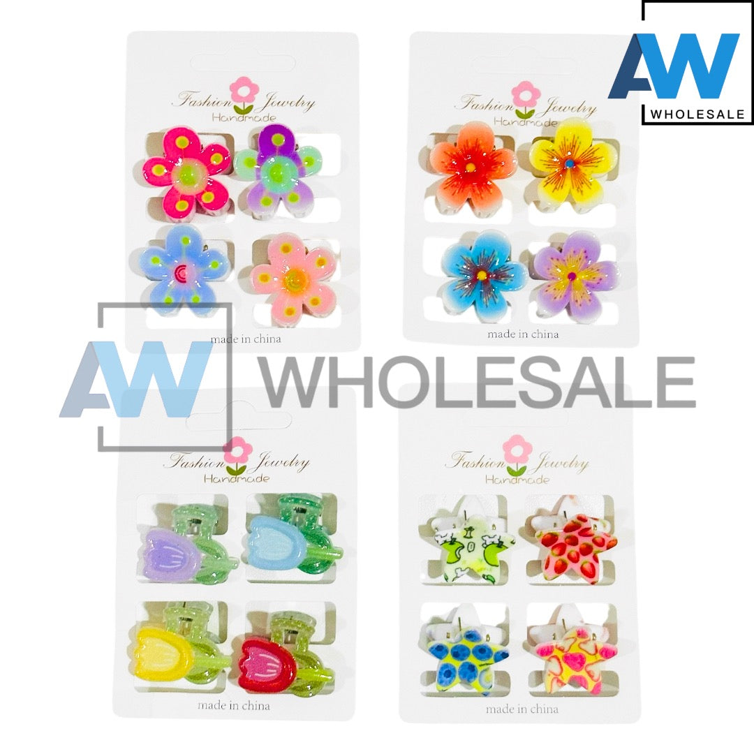 HC-94 (12 cards) Flower 4 in 1 Hair Clip Set