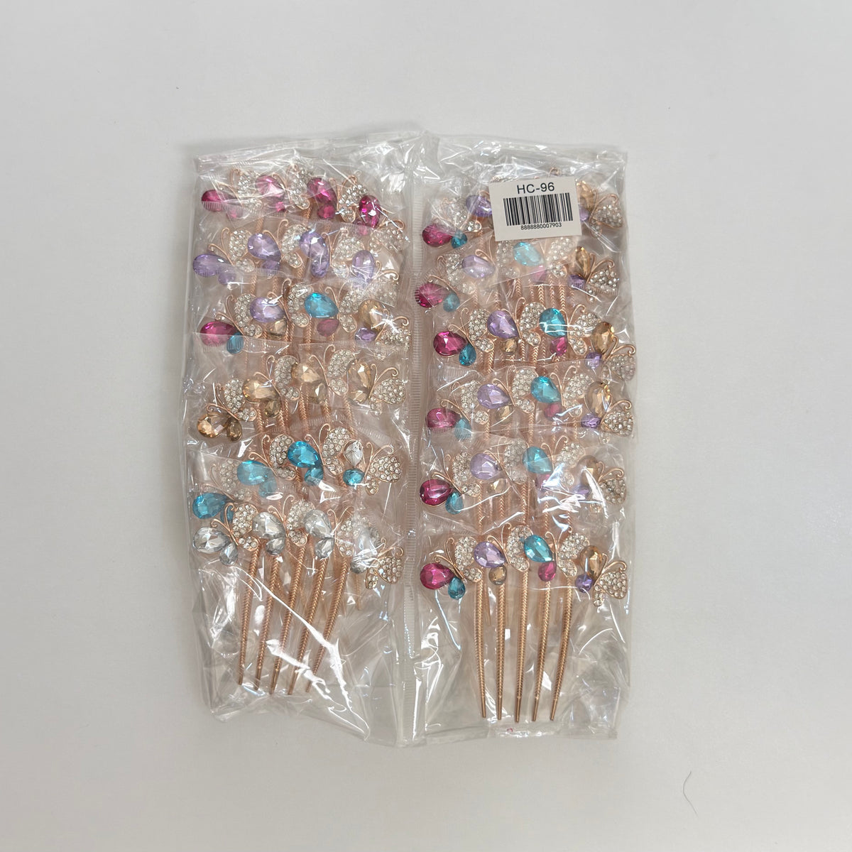 HC-96 (1 pc) Gemstone Pearl Metal Hair Comb