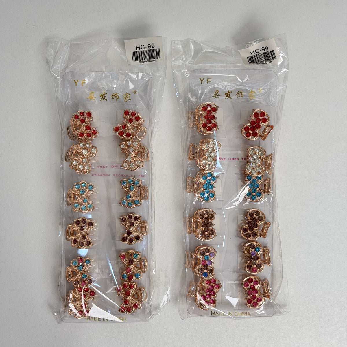 HC-99 (12 pcs) Full Rhinestone Mini Hair Claw