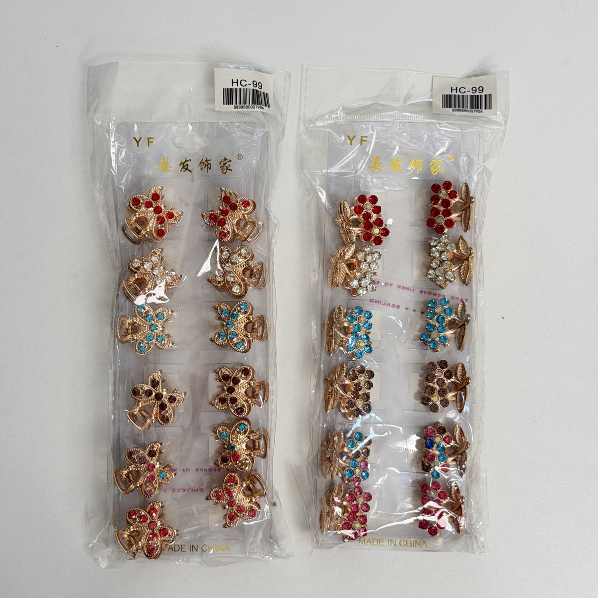 HC-99 (12 pcs) Full Rhinestone Mini Hair Claw