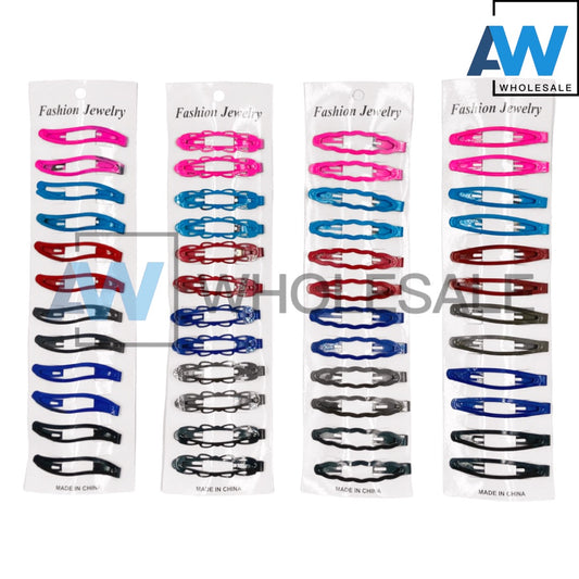 HPN-05 (12 pcs) Plain Color Snap Hair Clips