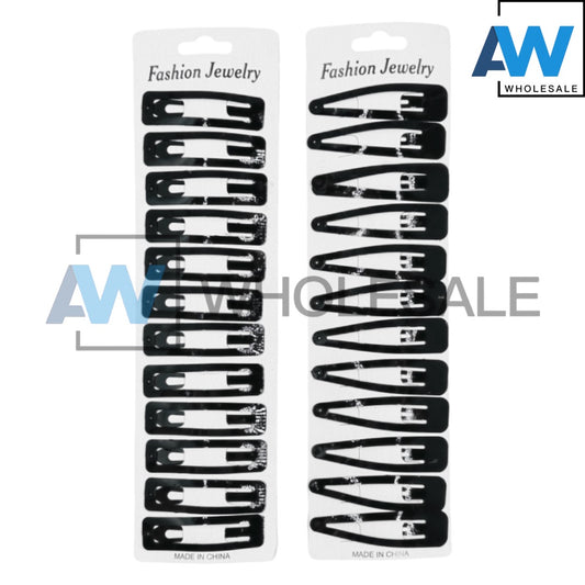 HPN-10 (1 card) Glossy Metal Snap Hair Clips