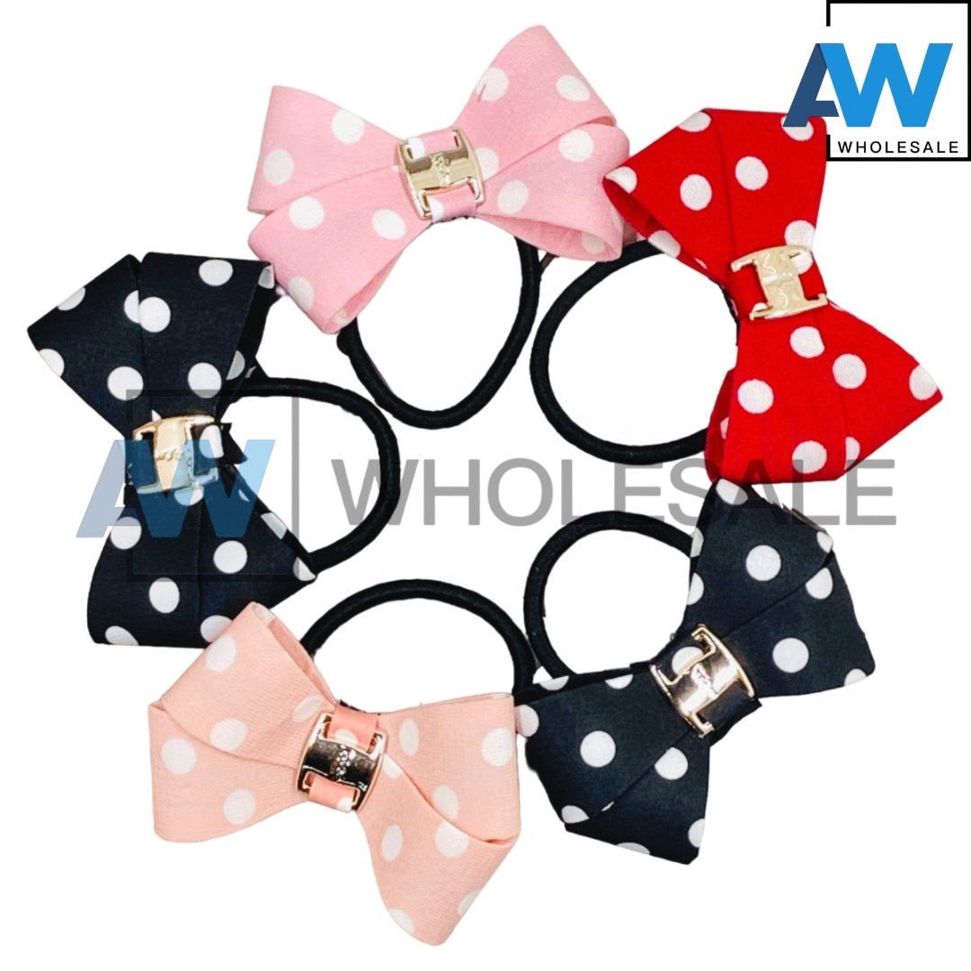 HPN-1225 (10 pcs) Pattern Ribbon Elastic Hair Ties