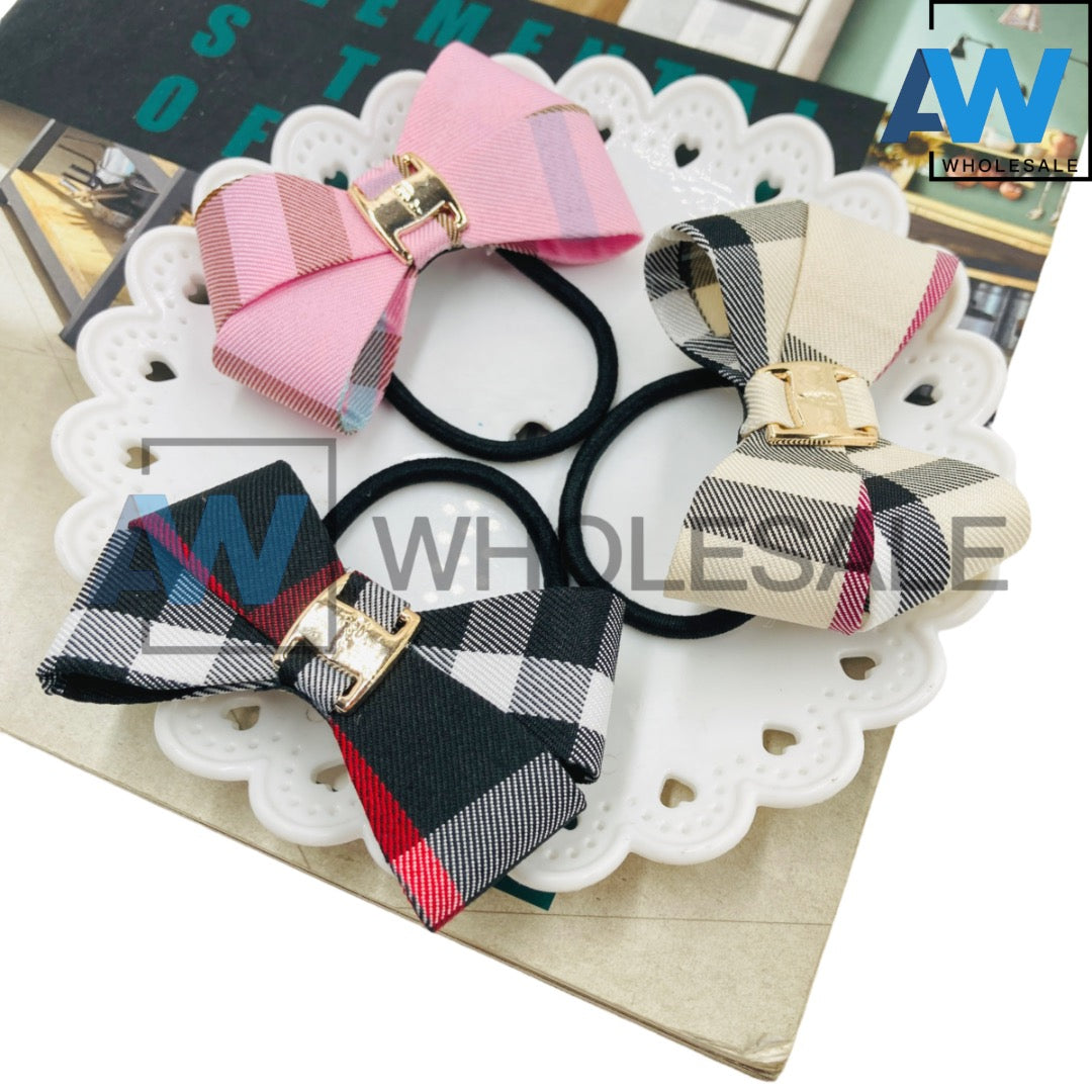 HPN-1225 (10 pcs) Pattern Ribbon Elastic Hair Ties