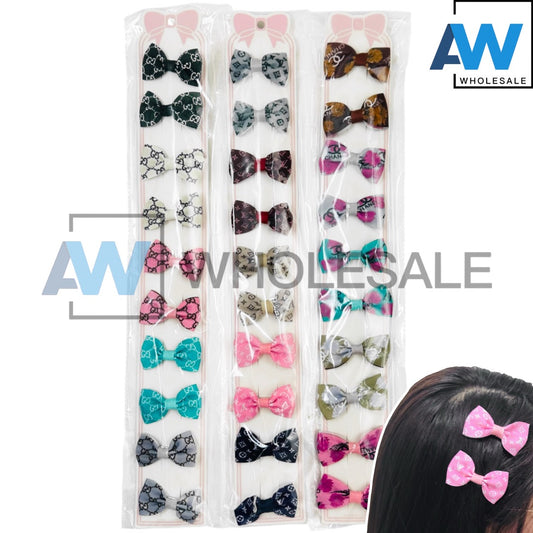 HPN-132 (10 pcs) Pattern Ribbon Hair Clips