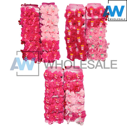 HPN-1446 (12 cards) Pink Character Lace Hair Clip