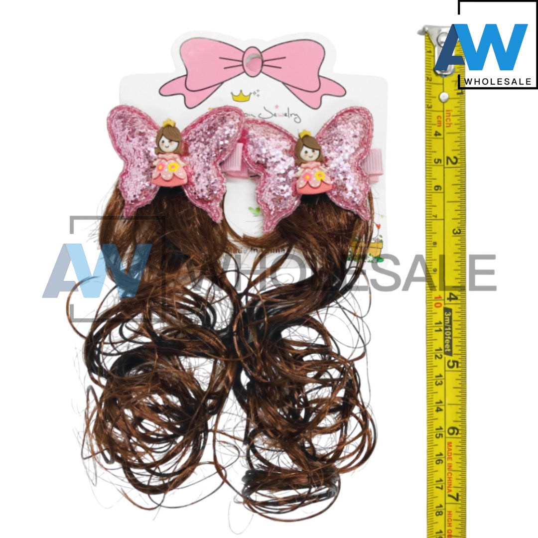 HPN-1449 (12 cards) Synthetic Hair Glitter Bow Hair Clips