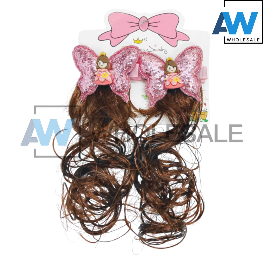 HPN-1449 (12 cards) Synthetic Hair Glitter Bow Hair Clips