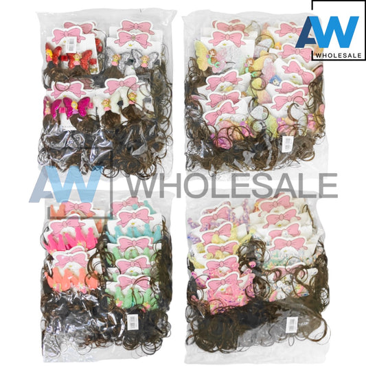 HPN-1449 (12 cards) Synthetic Hair Glitter Bow Hair Clips