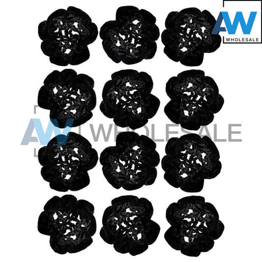 HPN-1480 (12 pcs) Velvet Flower Scrunchies