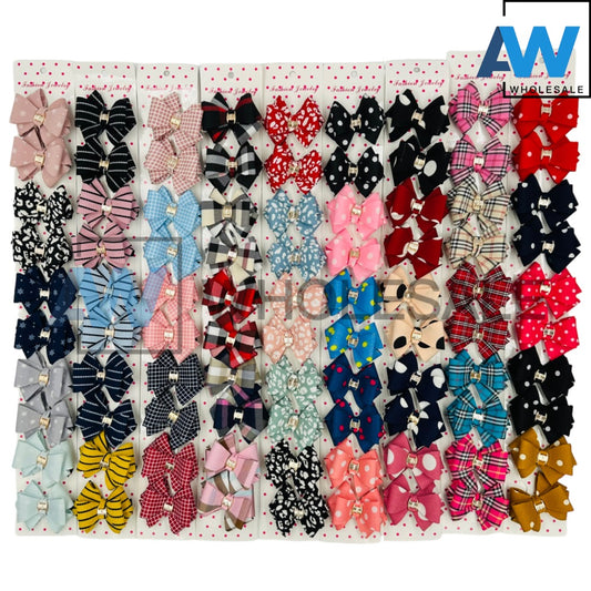 HPN-1486 (10 pcs) Textile Ribbon Hair Clips