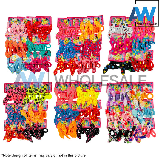 HPN-1510 (12 cards) 4 in 1 Ribbon Hair Tie Set