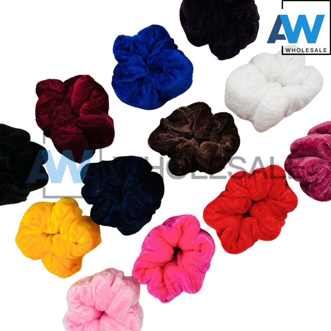 HPN-1541 (12 pcs) Velvet Flower Scrunchies