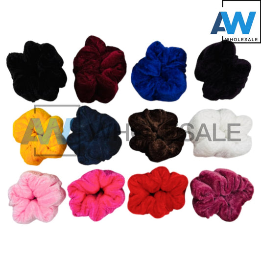 HPN-1541 (12 pcs) Velvet Flower Scrunchies