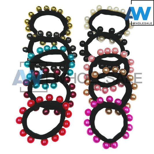 HPN-1661 (10 pcs) Pearl Elastic Hair Ties