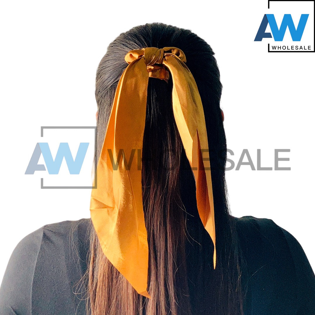 HPN-1734 (12 pcs) Satin Scrunchies Tail Barette Hair Clips