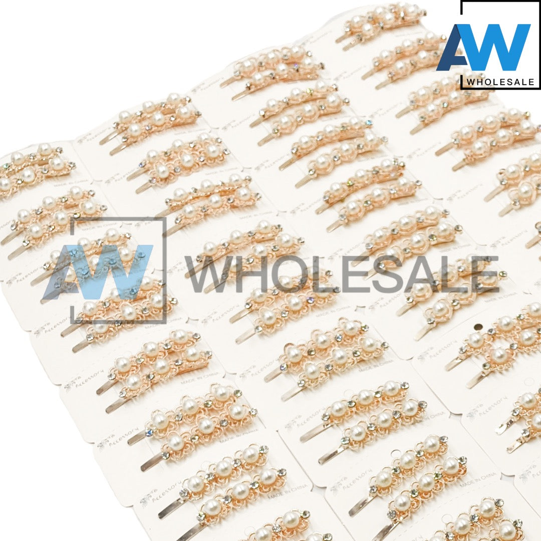 HPN-1741 (12 cards) Pearl Metal Hair Clips