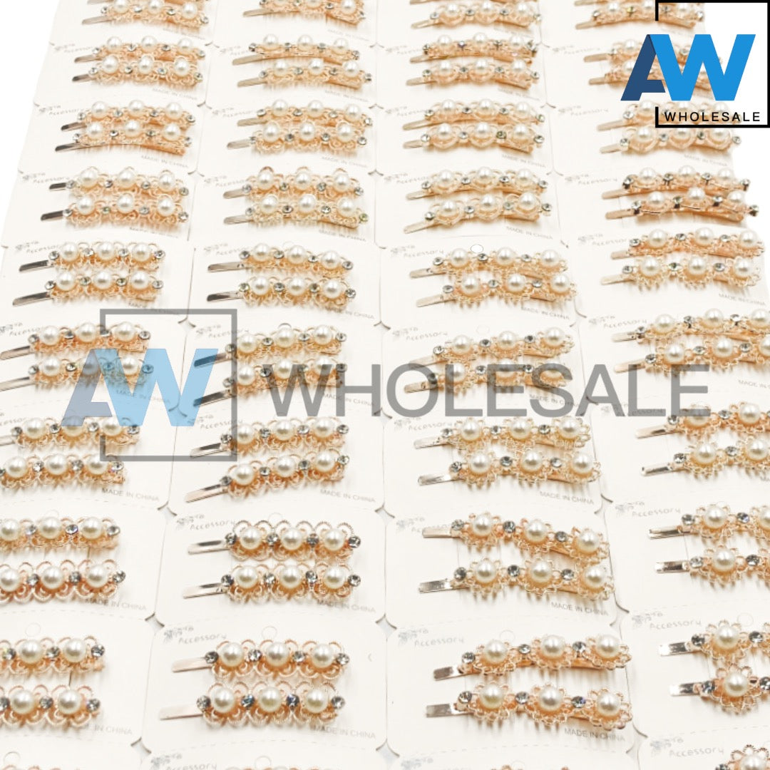 HPN-1741 (12 cards) Pearl Metal Hair Clips