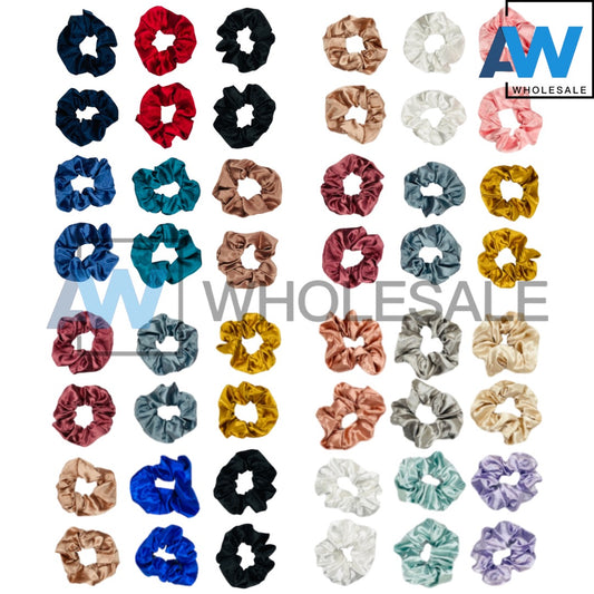 HPN-1705 (12 pcs) Satin Scrunchies Hair Ties