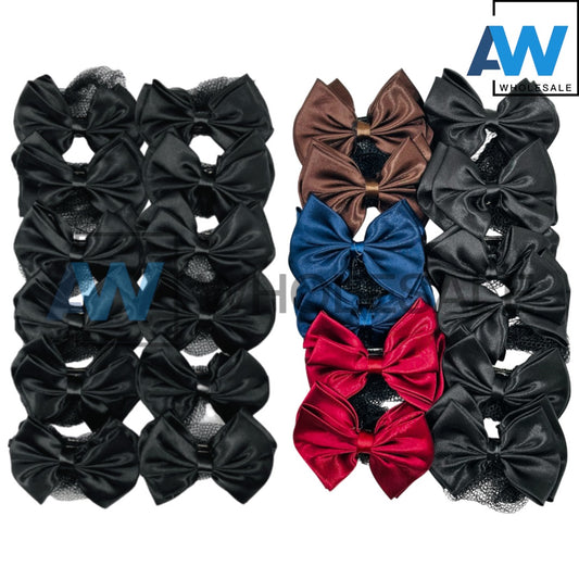 HPN-1814 (12 pcs) Satin Ribbon Hair Net Hair Clips