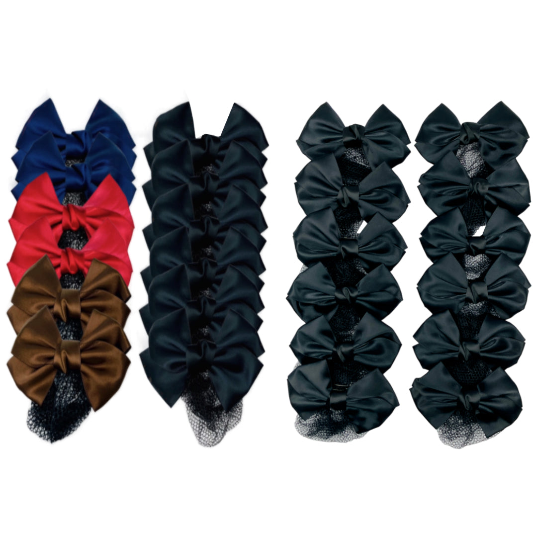 HPN-1815 (12 pcs) Satin Ribbon Hair Net Hair Clips