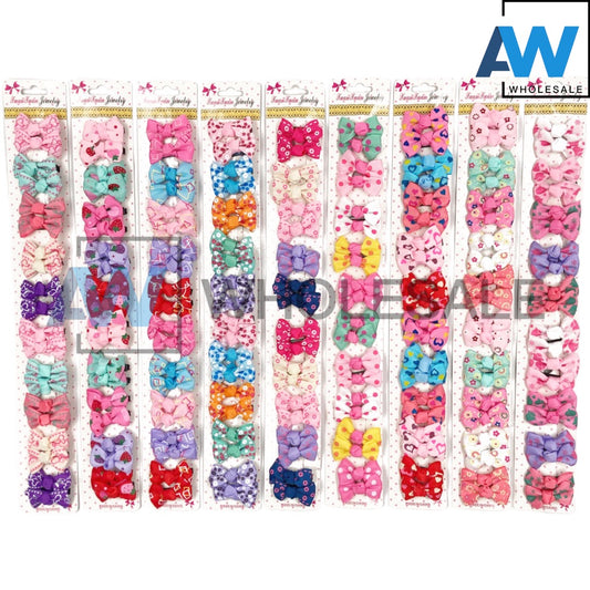 HPN-1889 (20 pcs) Knotted Mini Ribbon Hair Clips