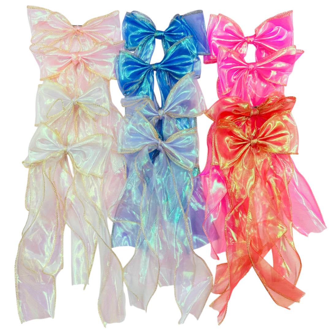 HPN-1923 (12 pcs) Transparent Ribbon Hair Clip Set