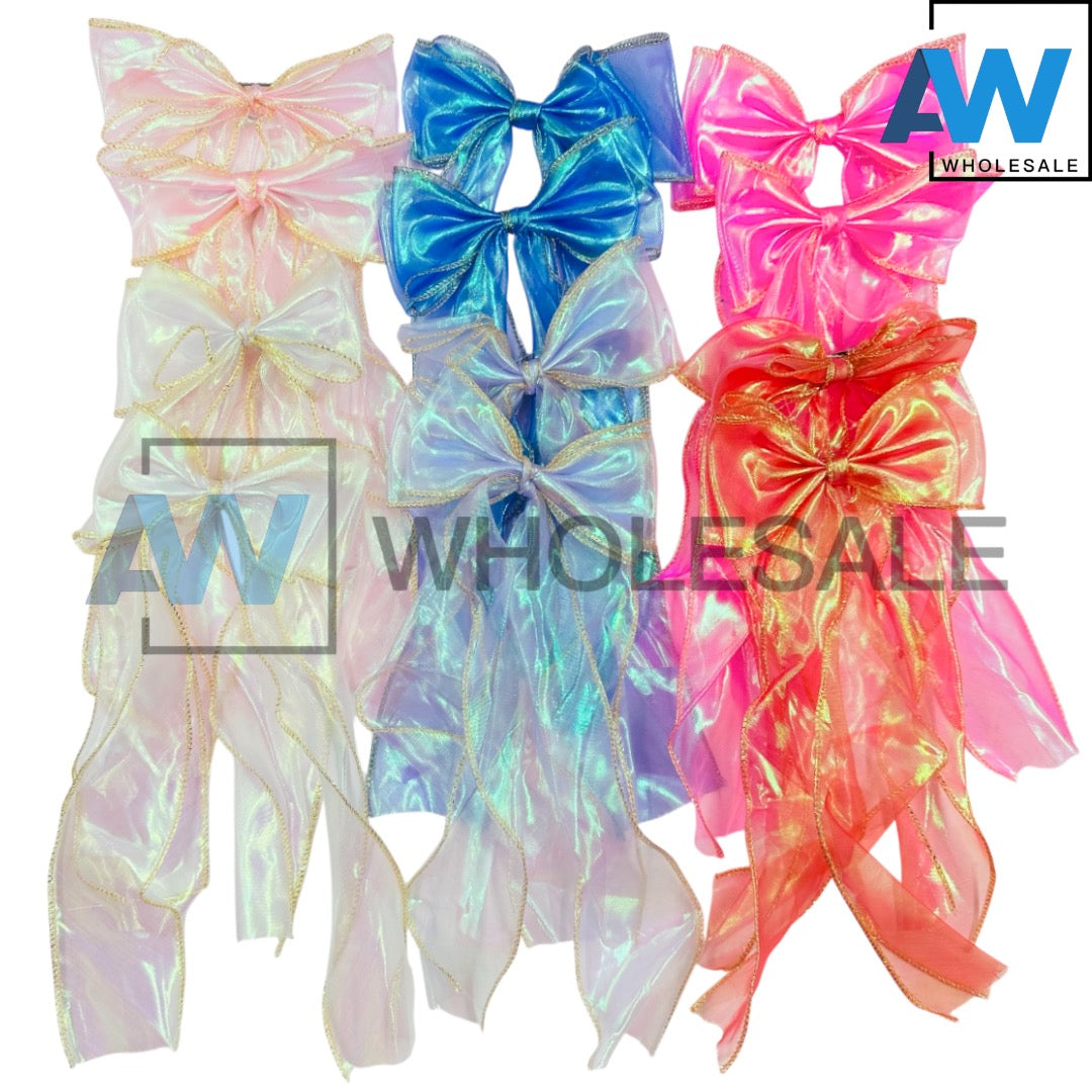 HPN-1923 (12 pcs) Transparent Ribbon Hair Clip Set