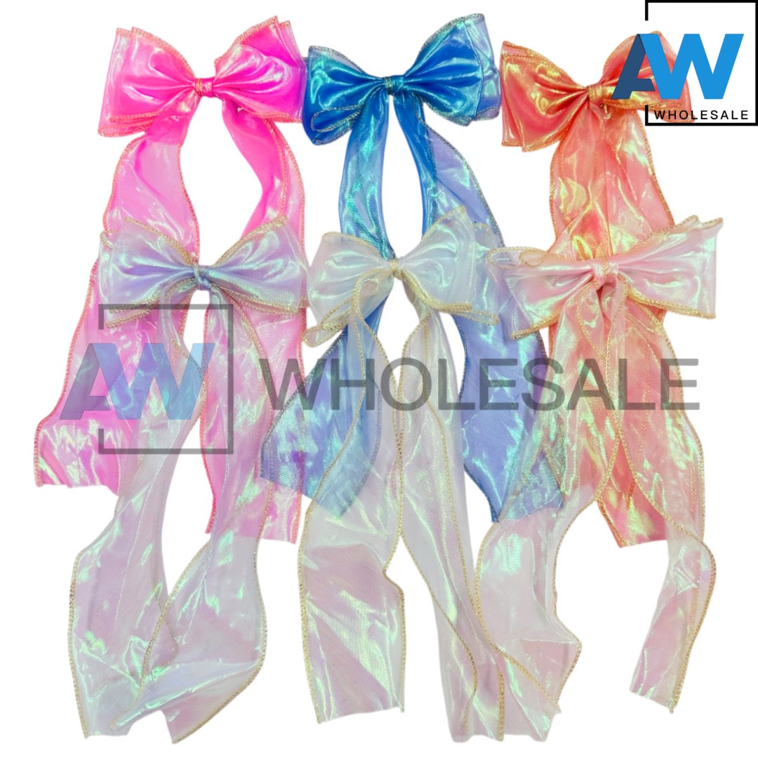 HPN-1923 (12 pcs) Transparent Ribbon Hair Clip Set