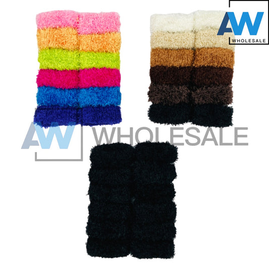 HPN-1927 (12 pcs) Fuzzy Scrunchies Hair Ties