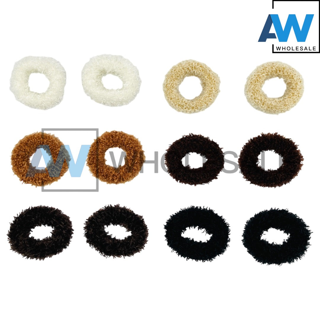HPN-1927 (12 pcs) Fuzzy Scrunchies Hair Ties