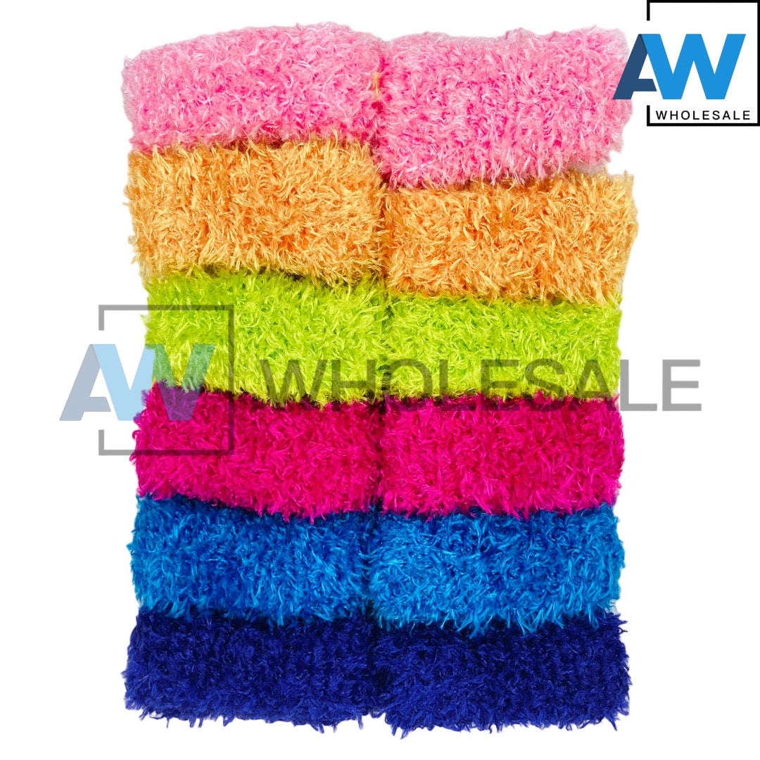 HPN-1927 (12 pcs) Fuzzy Scrunchies Hair Ties