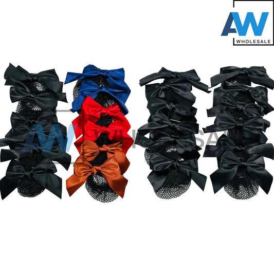 HPN-1962 (12 pcs) Satin Ribbon Hair Net Hair Clips