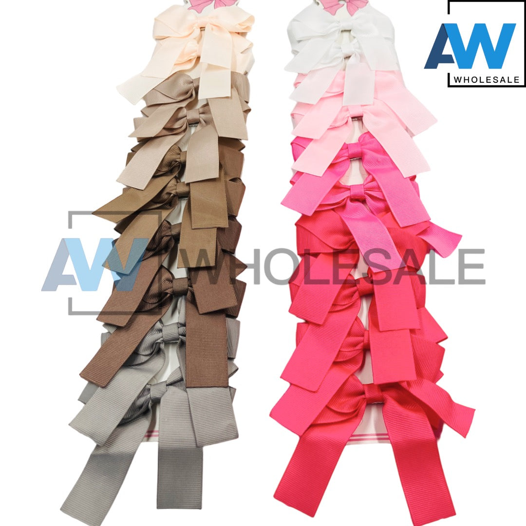 HPN-1983 (10 pcs) Satin Ribbon Hair Clips