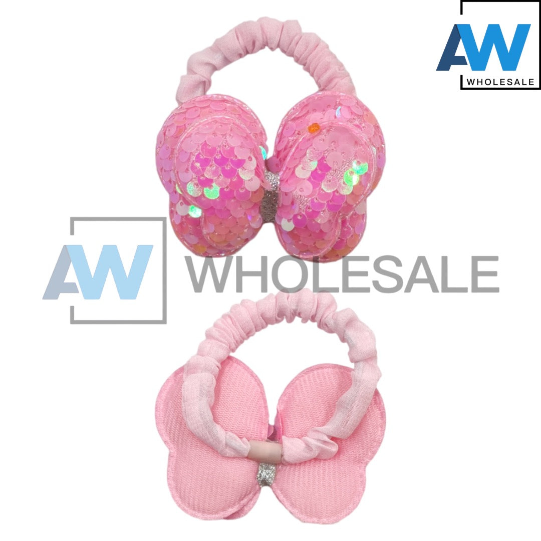 HPN-1991 (10 pcs) Sequin Butterfly Scrunchies Hair Ties