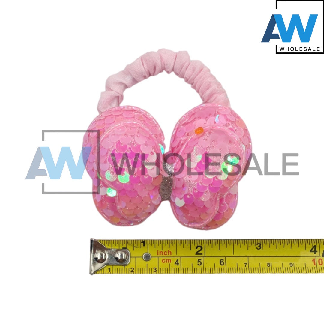 HPN-1991 (10 pcs) Sequin Butterfly Scrunchies Hair Ties