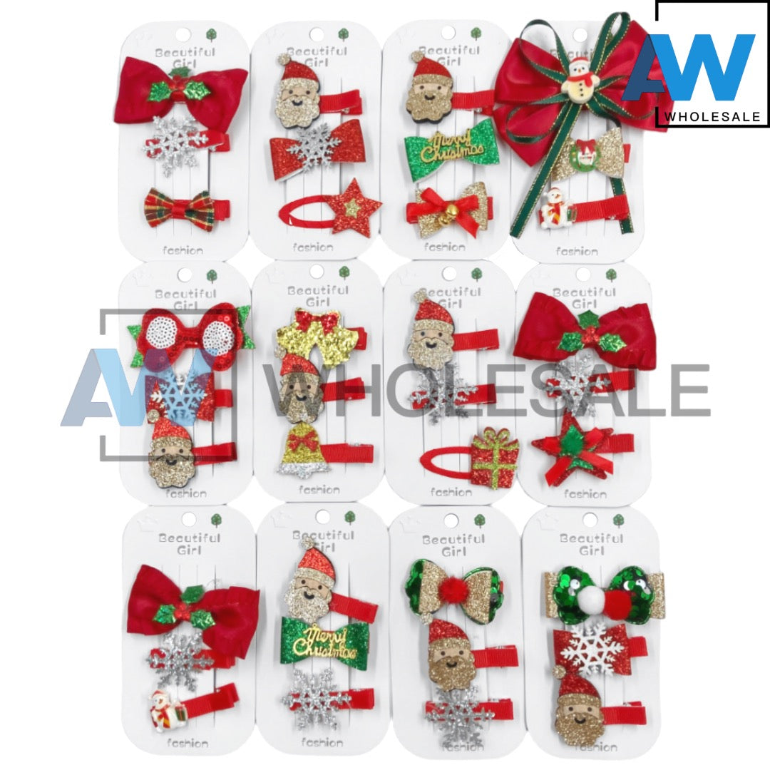 HPN-2008 (12 cards) 3 in 1 Christmas Hair Clips