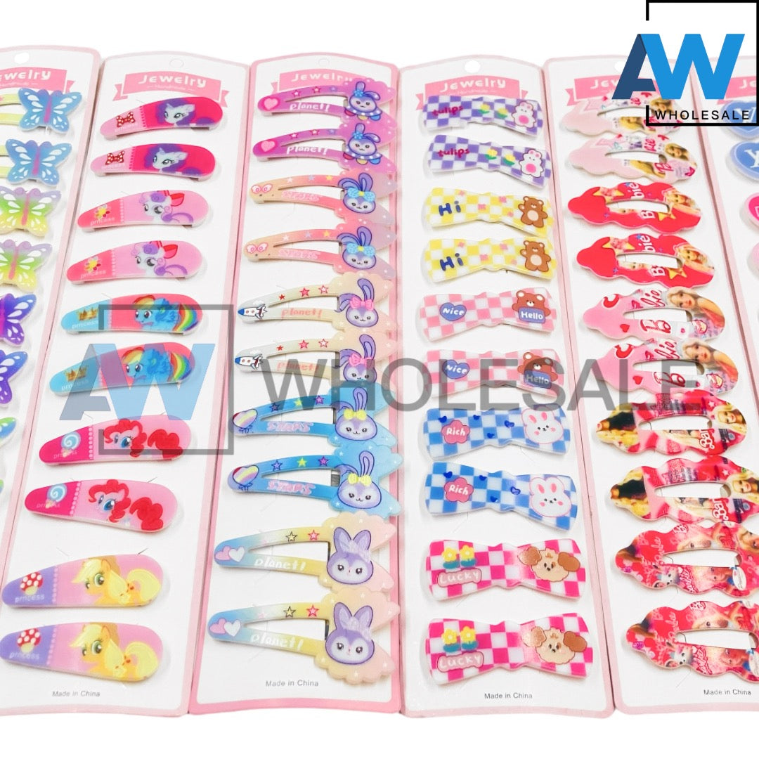 HPN-2034 (10 pcs) UV Printed Snap Hair Clips