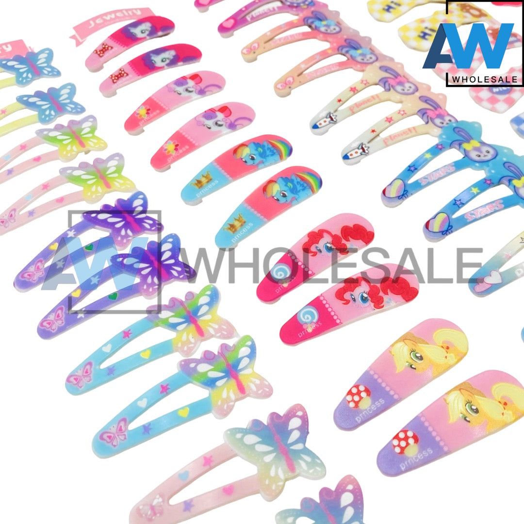 HPN-2034 (10 pcs) UV Printed Snap Hair Clips