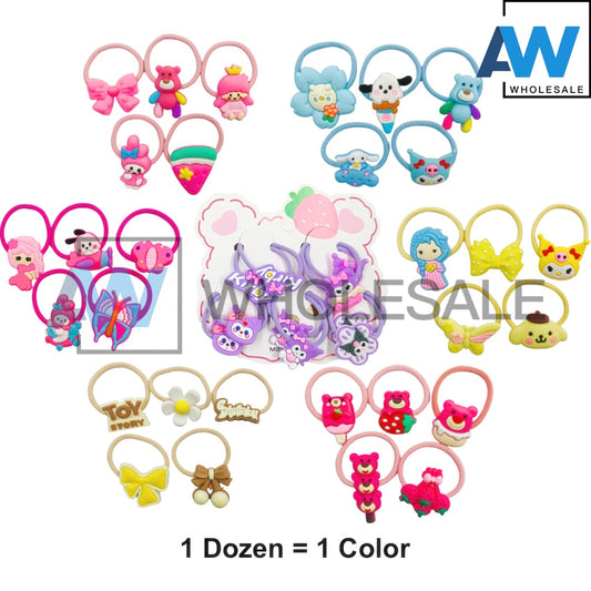 HPN-2038 (1 Card) Silicone Character Hair Ties Set