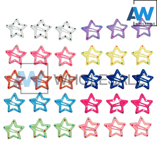 HPN-2101 (30 pcs) Mini Dotted Star Snap Hair Clips