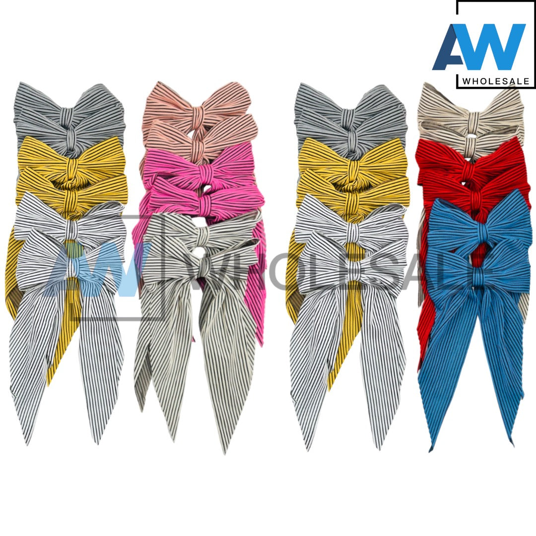 HPN-2105 (12 pcs) Fabric Ribbon Tail Barette Hair Clips