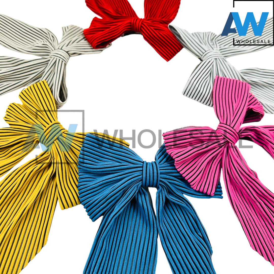 HPN-2105 (12 pcs) Fabric Ribbon Tail Barette Hair Clips