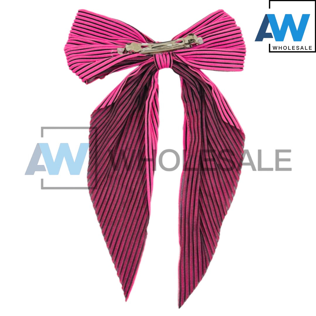 HPN-2105 (12 pcs) Fabric Ribbon Tail Barette Hair Clips