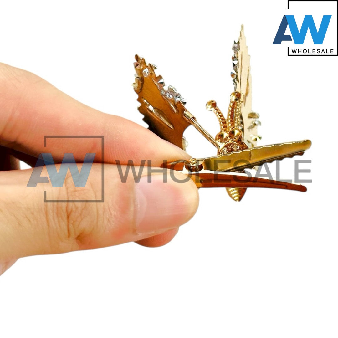 HPN-2123 (12 pcs) Glitter Spring Butterfly Hair Clips