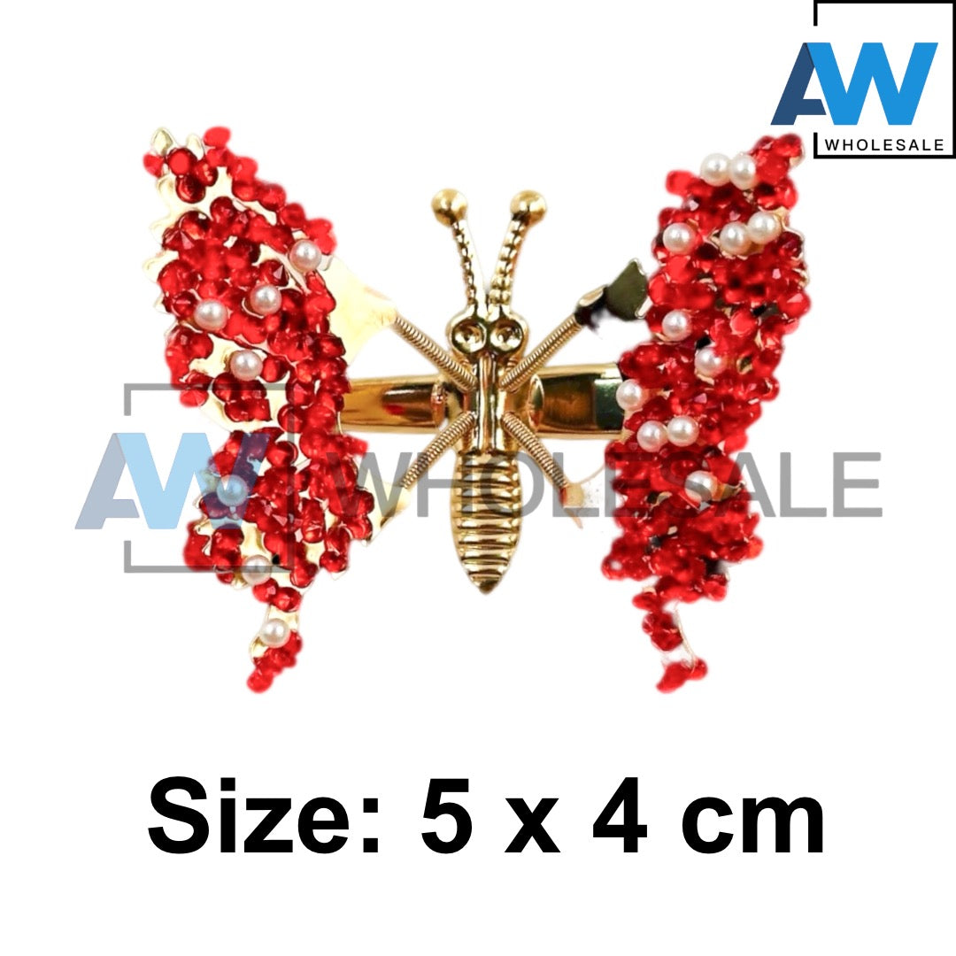 HPN-2123 (12 pcs) Glitter Spring Butterfly Hair Clips