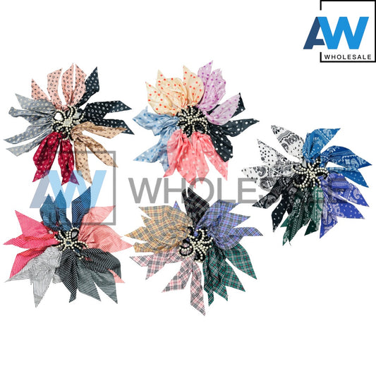 HPN-2126 (10 pcs) Pearl Fabric Tail Hair Clips