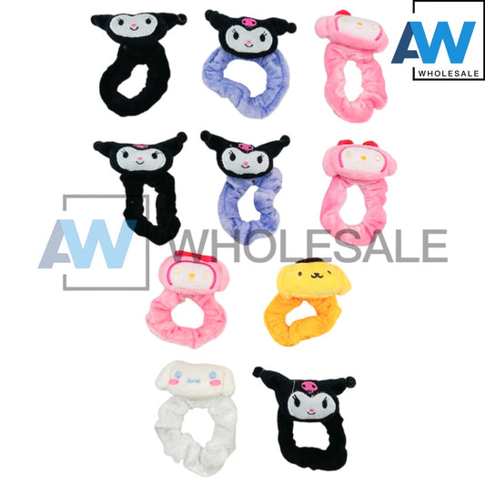 HPN-2129 (10 pcs) Character Plush Scrunchies Hair Ties